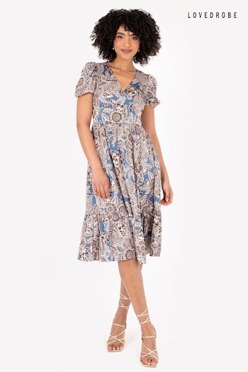 Lovedrobe Tiered Hem Puff Sleeve Midi Dress (Q62621) | £45