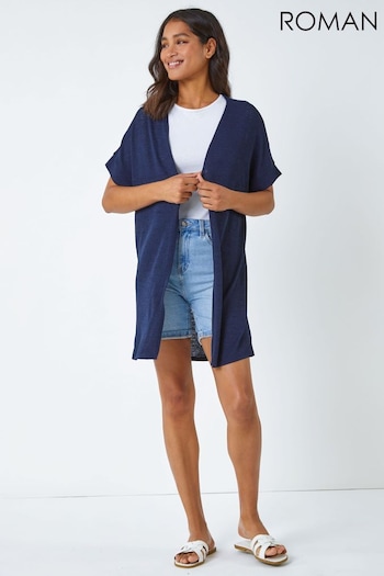 Roman Blue Short Sleeve Longline Cardigan (Q62741) | £26