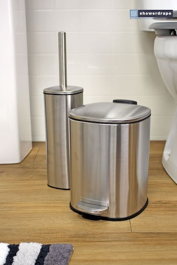 Showerdrape Satin Capri Toilet Brush And Bin Set (Q62828) | £40