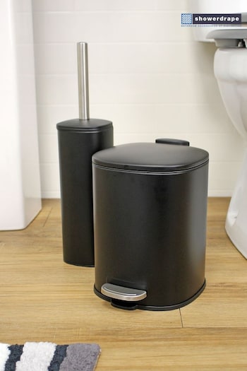 Showerdrape Black Capri Toilet Brush And Bin Set (Q62863) | £40