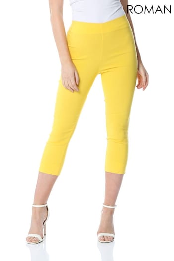 Roman Yellow Chrome Cropped Stretch Trousers (Q62915) | £28