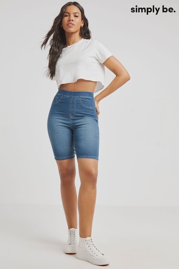 Simply Be Blue Pull On Denim Cycling for Shorts (Q63000) | £20