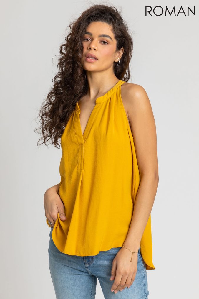Ladies yellow vest top best sale