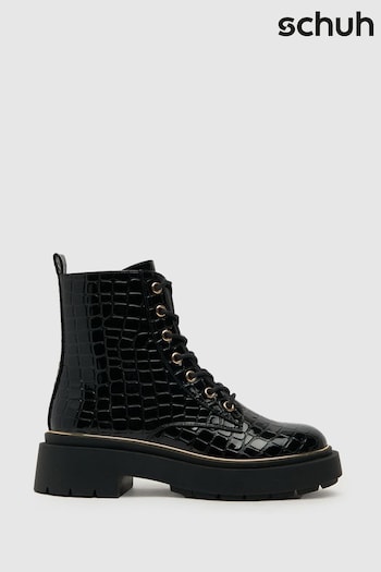 Schuh Arielle Patent Hardware Black Boots (Q63220) | £50