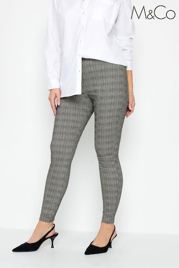 M&Co Grey Check Bengaline Skinny Trousers (Q63284) | £31