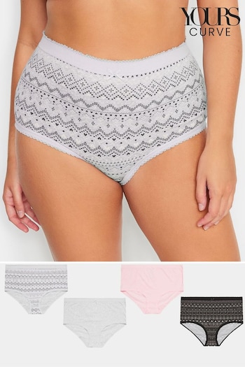 Yours Curve Grey Full Briefs Knickers 5 Pack (Q63288) | £19