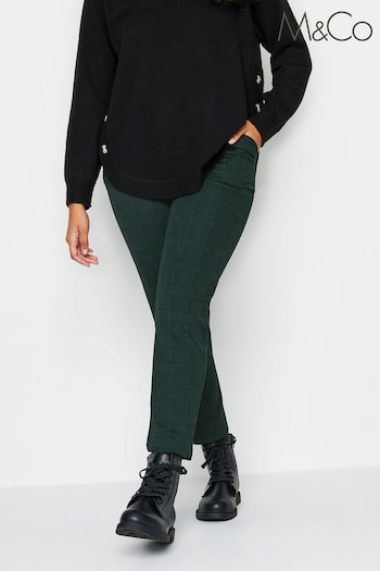 M&Co Green Petite Check Slim Leg Island Trousers (Q63318) | £29