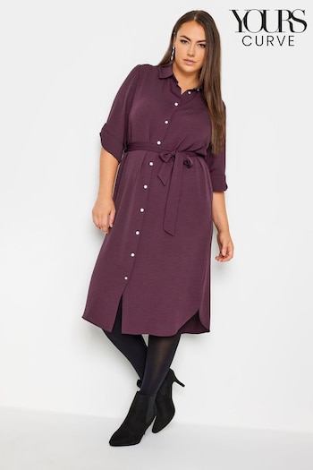 Yours Curve Purple Tab 3/4 Sleeve Dress (Q63320) | £33