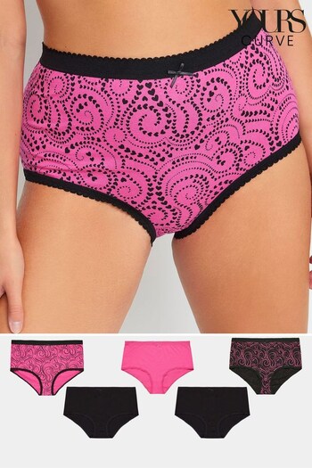 Yours Curve Pink Full Briefs 5 Pack (Q63326) | £19