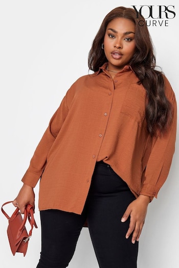 Yours Curve Orange Boyfriend Textured Shirt (Q63357) | £26