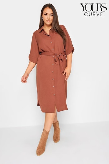 Yours Curve Brown Tab 3/4 Sleeve Dress (Q63359) | £33