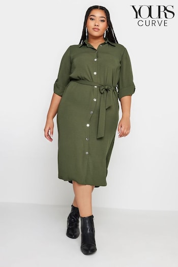 Yours Curve Green Tab 3/4 Sleeve Dress (Q63360) | £33