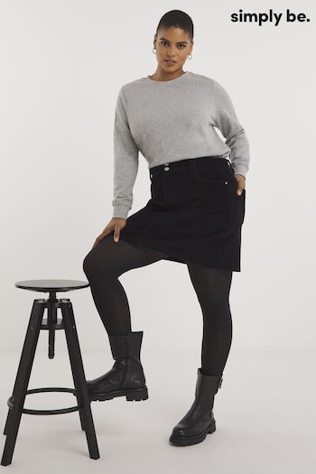 Simply Be Cord Mini Black Skirt (Q63367) | £28