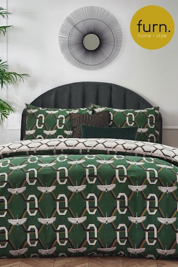 Furn Green Avalon Geometric Reversible Duvet Cover Set (Q63369) | £16 - £34