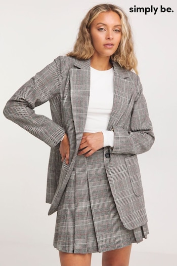 Simply Be Grey Check Relaxed Single Breasted Blazer (Q63377) | £49