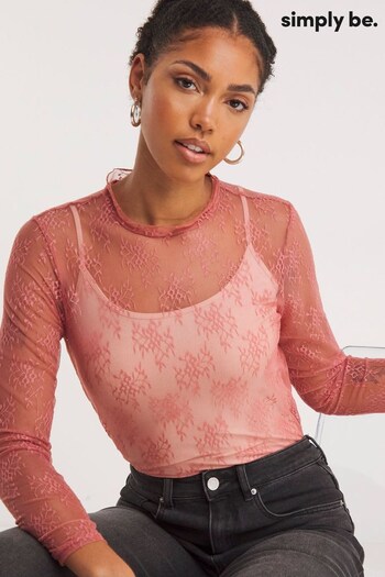 Simply Be Pink Lace Layering Top (Q63389) | £18