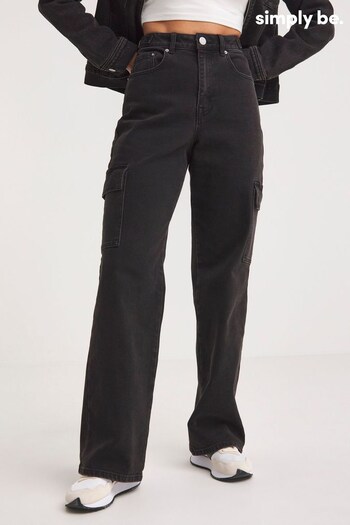 Simply Be Blue High Rise Cargo Jeans (Q63390) | £35