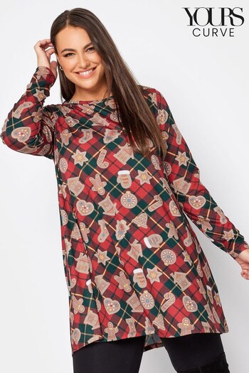 Yours Curve Red Novelty Long Sleeve Top (Q63407) | £24