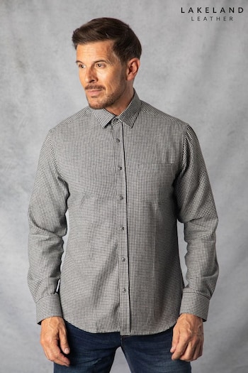 Lakeland Clothing Grey Joshua Houndstooth Check Brushed Shirt (Q63448) | £45