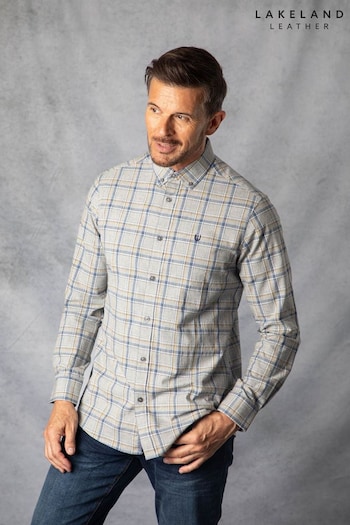 Lakeland Clothing Grey Adam Poplin Check Shirt (Q63465) | £45