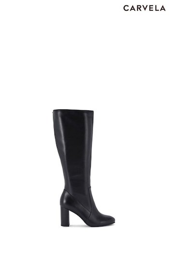 Carvela Pose Knee High Black Boots Check (Q63492) | £219