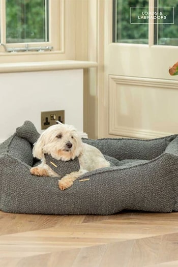 Lords and Labradors Grey Bouclé Box Dog Bed (Q63552) | £120 - £185