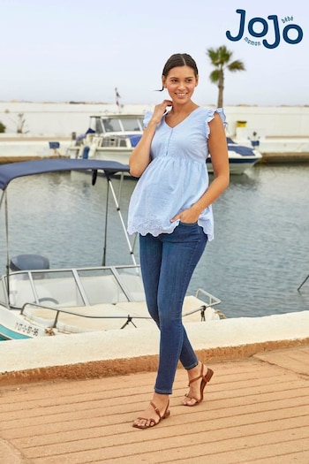 Add to Favourites: Inactive Blue Ticking Stripe Flutter Sleeve Maternity Blouse (Q63605) | £36