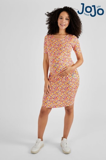JoJo Maman Bébé Coral Floral Maternity & Nursing Bodycon Dress (Q63606) | £42