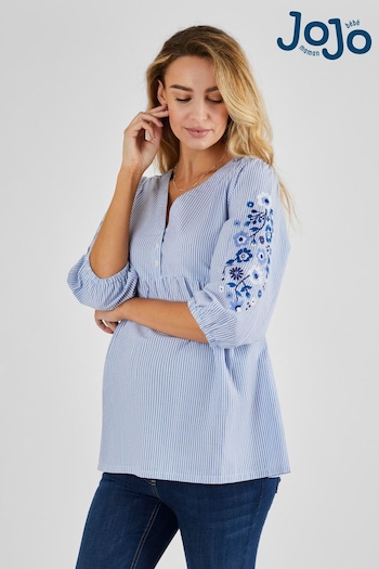Nest of Tables Blue Embroidered Maternity Blouse (Q63611) | £36