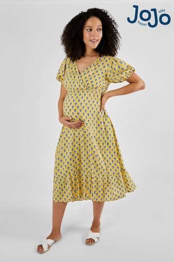 JoJo Maman Bébé Yellow Batik Print Maternity Midi Dress (Q63612) | £49.50