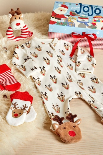 JoJo Maman Bébé Cream Reindeer Baby Gift Set (Q63618) | £42