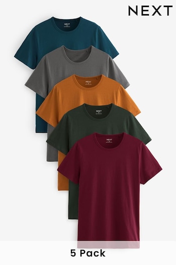 Rich Green/Blue/Orange/Grey Slim T-Shirts relaxed 5 Pack (Q63636) | £37
