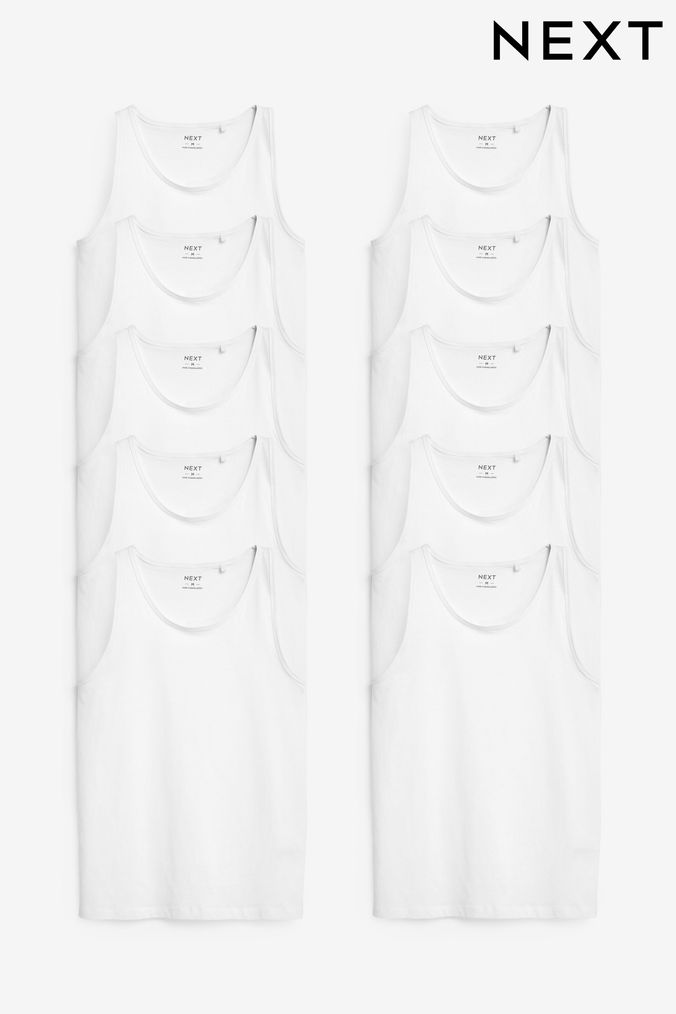 Men s White Vests Plain Logo Vests Next