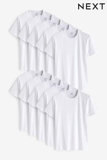 White 10 pack Slim Fit T-Shirts relaxed (Q63669) | £70