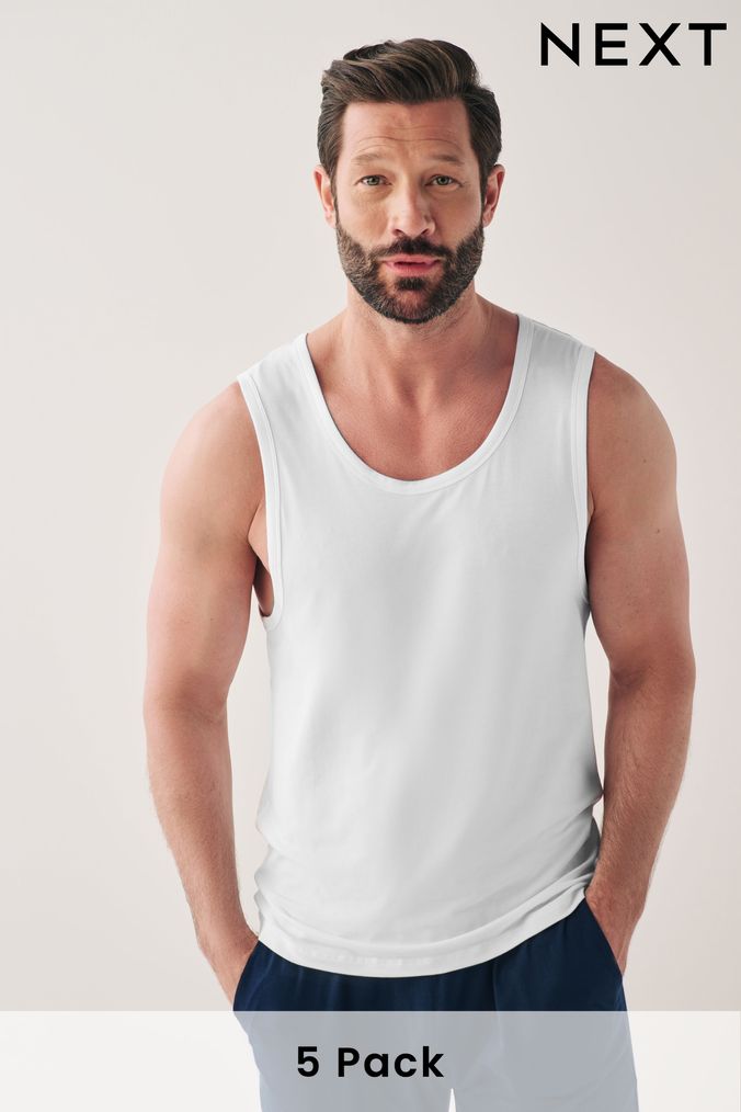 Men s White Vests Plain Logo Vests Next