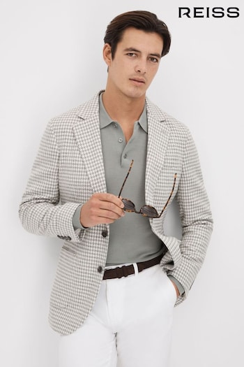 Reiss Soft Grey Nite Slim Fit Wool Blend Single Breasted Blazer (Q63707) | £328