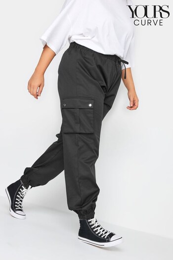 Yours Curve Black Cuffed Woven Cargo Trousers (Q63719) | £29