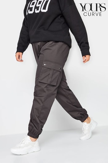 Yours Curve Grey Cuffed Woven Cargo Trousers (Q63730) | £29
