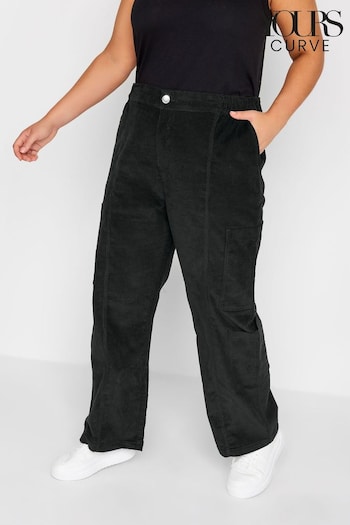 Yours Curve Black Cord Cargo Trousers (Q63733) | £34