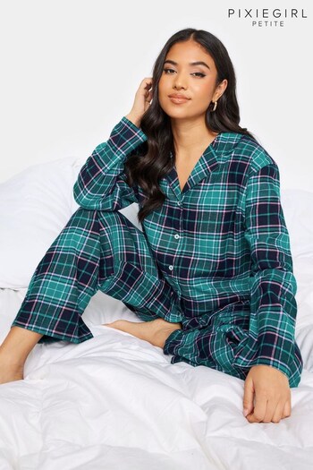 PixieGirl Petite Blue Woven Check Pyjama Set (Q63766) | £34