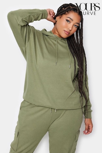 Yours Curve Green Ribbed Cargo Hoodie (Q63790) | £27