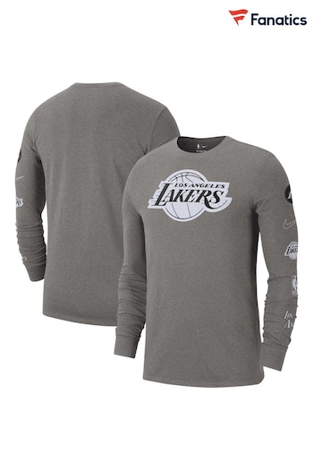 Fanatics Grey Los Angeles Lakers City Edition Logo Long Sleeve T-Shirt (Q63910) | £33