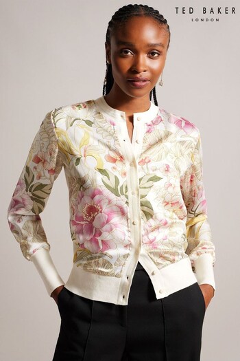 Ted Baker Irreen Pink Woven Front Printed Cardigan (Q63986) | £110