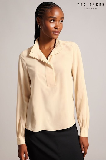 Ted Baker Natural Marylou Stand Collar Blouses With Half Pocket (Q64022) | £150