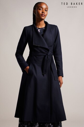 Ted Baker Roseika Blue Midi Length Double Breasted Coat With Skirt (Q64032) | £325