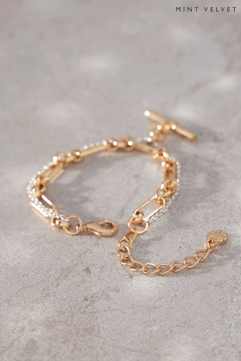 Mint Velvet Gold Mixed Double Strand Bracelet (Q64102) | £25