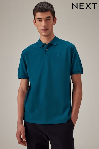 Blue Teal Regular Fit Pique Polo Shirt (Q64116) | £18
