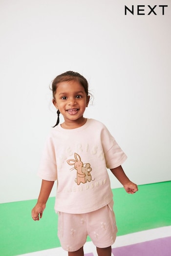 Pink Friendship Bunny T-shirt and Cargo Short Set (3mths-7yrs) (Q64153) | £11 - £15