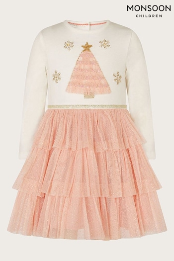 Monsoon Baby Pink Christmas Tree Disco Dress (Q64246) | £34 - £38