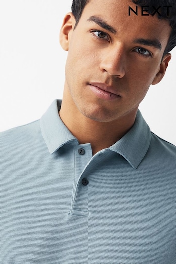 Light Blue Textured Short Sleeve Polo Shirt (Q64323) | £18